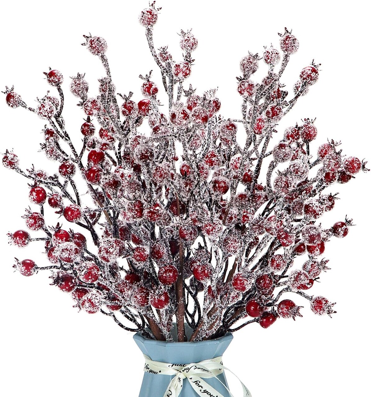 Tree Vase Fillers Decorations Winter Holiday Arrangement Home Decor (4, Red)